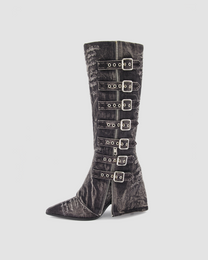 GREY BUCKLE BOOTS