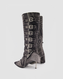 GREY BUCKLE BOOTS