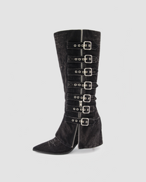 BLACK BUCKLE BOOTS