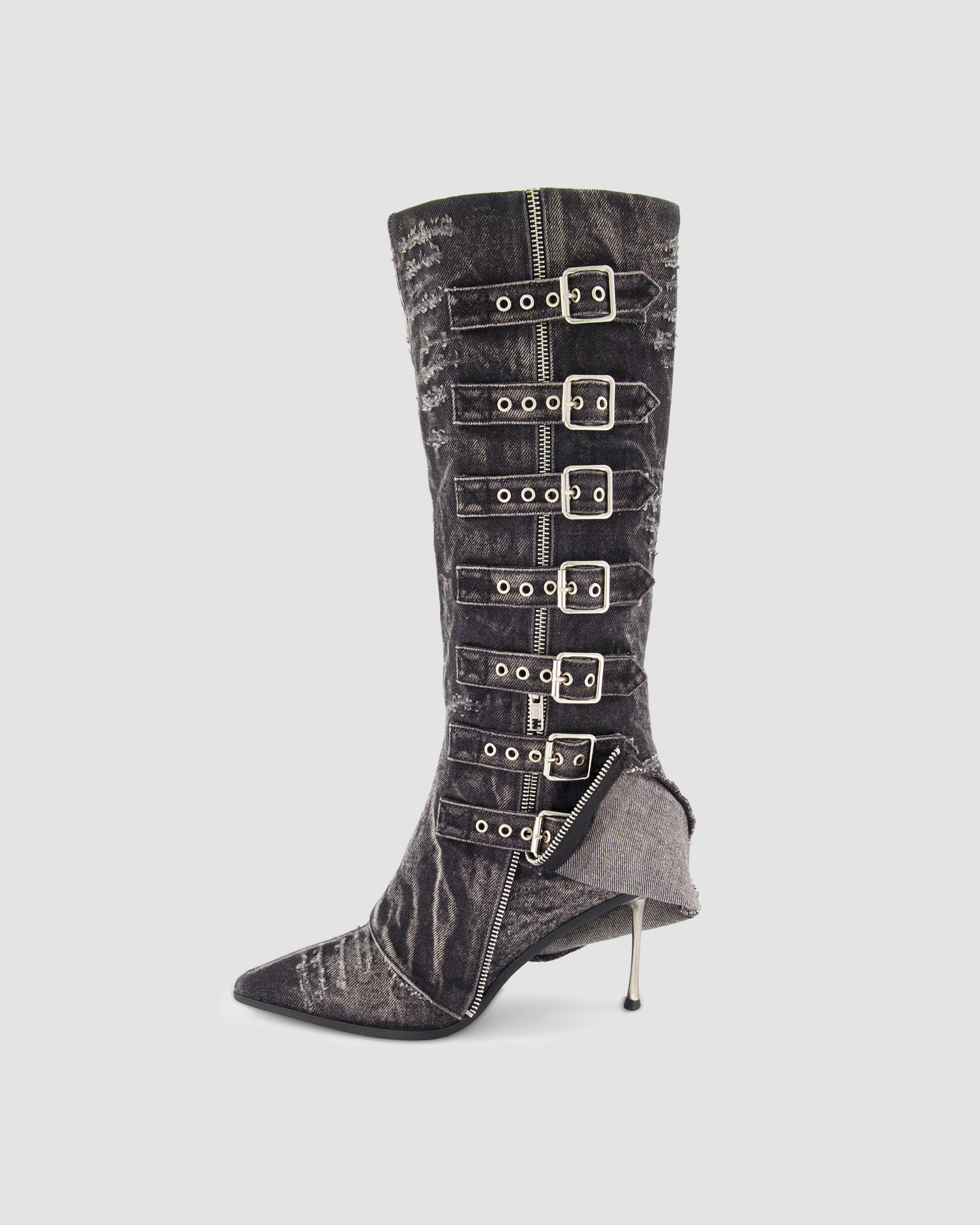 GREY BUCKLE BOOTS