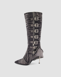 GREY BUCKLE BOOTS