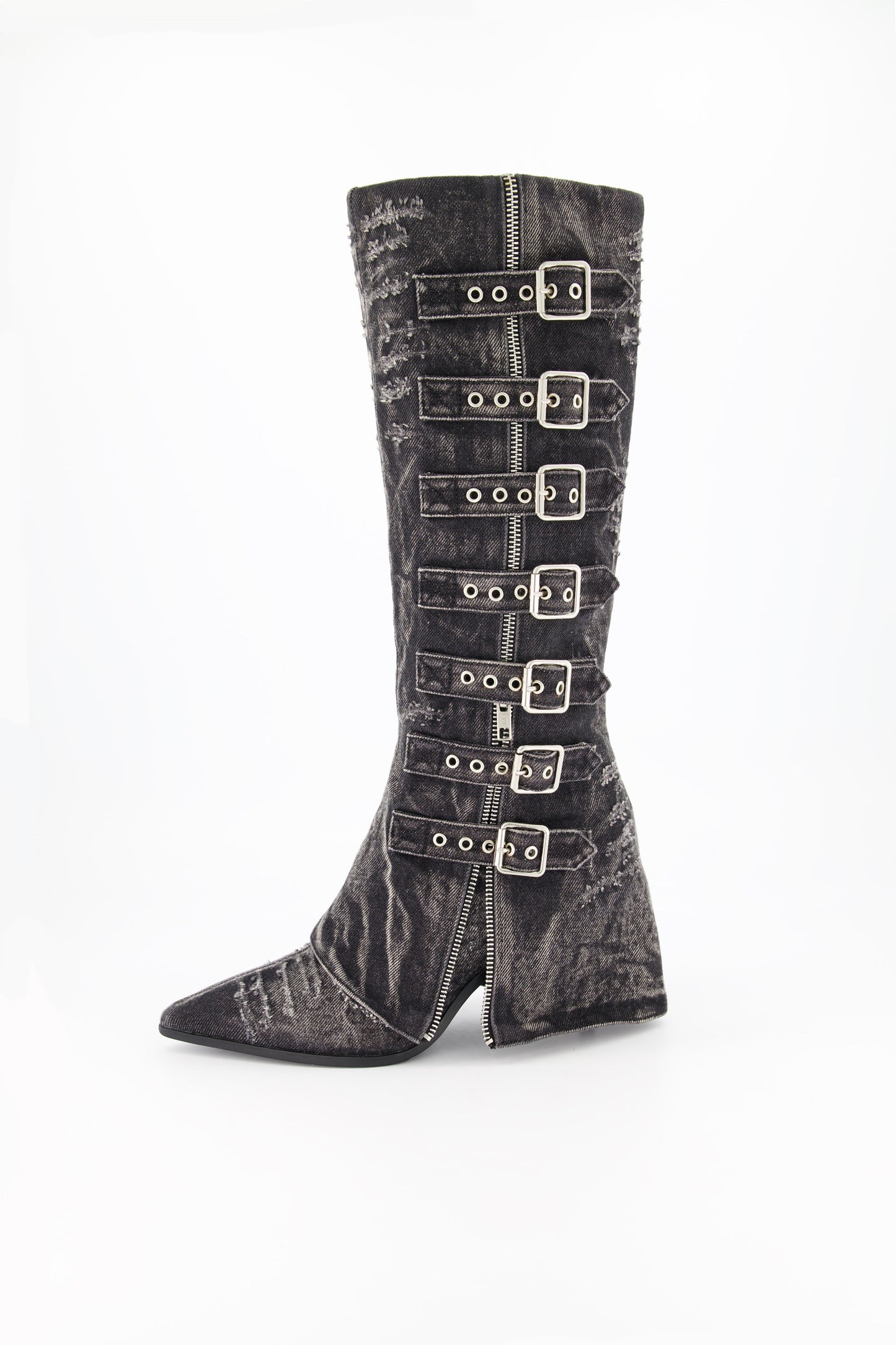 GREY BUCKLE BOOTS